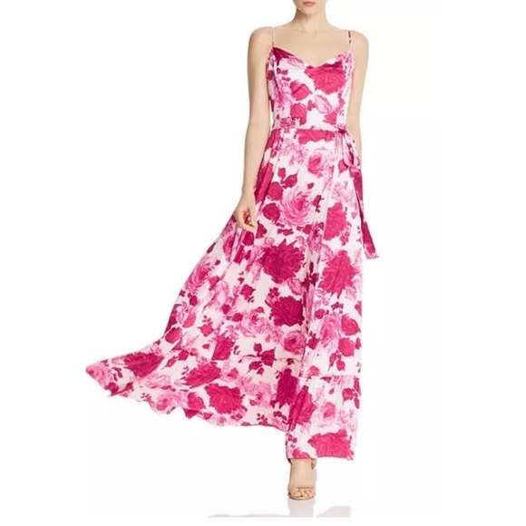 NWT Betsey Johnson Pink Floral Maxi Long Sleeveless Cocktail Evening Dress Sz 14 - Picture 1 of 12